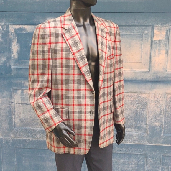 DUALWORTH MEN'S VINTANGE PLAID /CHECK LUXURY BLAZER (1972 -SEE LABEL)